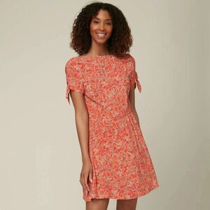 O'Neill Juniors' Luciana Red Floral Tie-Sleeve Dress